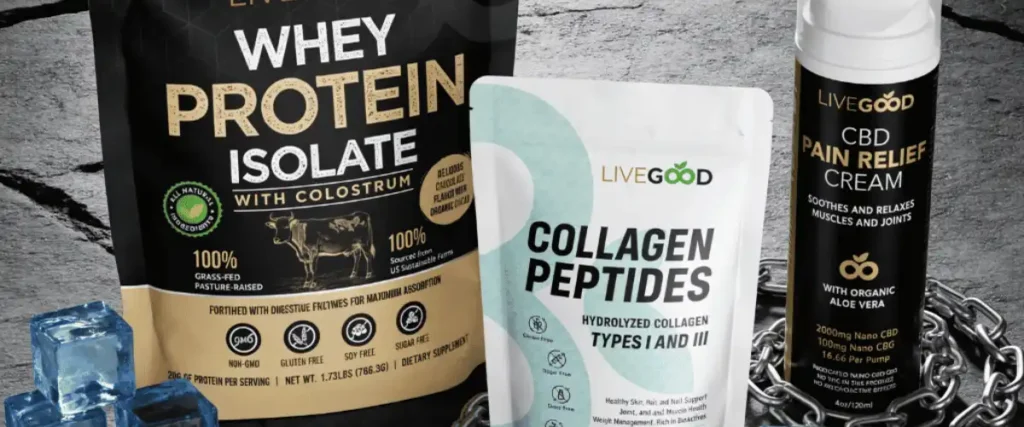 Le trio pour soulager les douleurs composés de whey, collagène, la crème de CBD.
